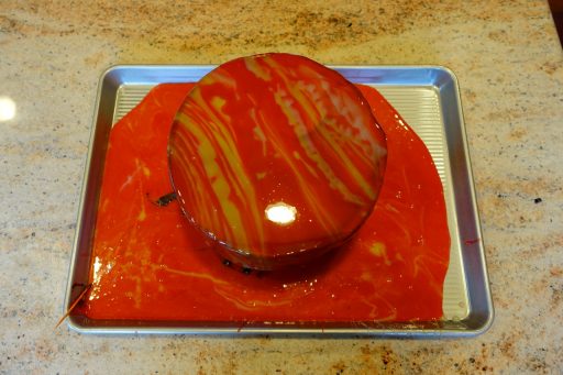 Cake after pouring glaze