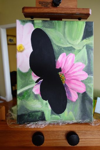 Painting with flowers completed