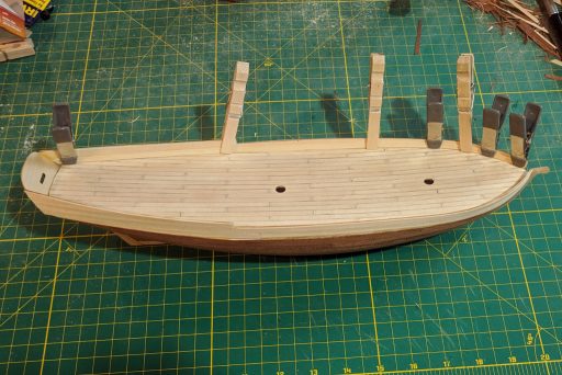 Adding the final bulwark planks