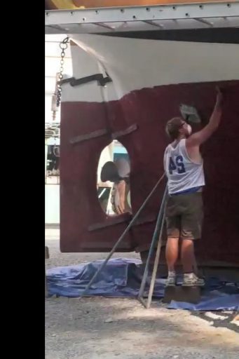 Frame captured from video showing the rudder
